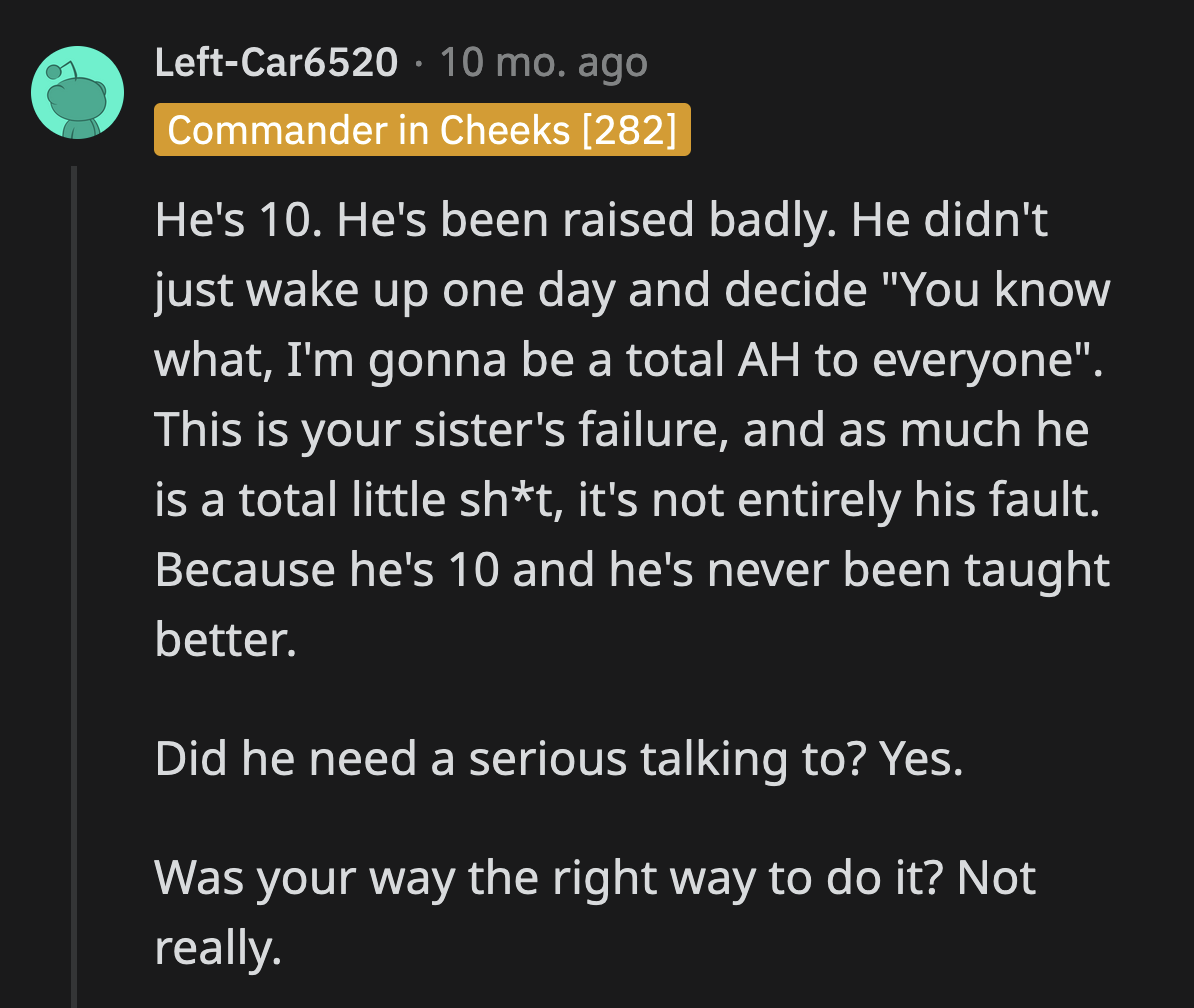 OP's frustration was understandable. However, Darius didn't need to be told that his entire family hated him.