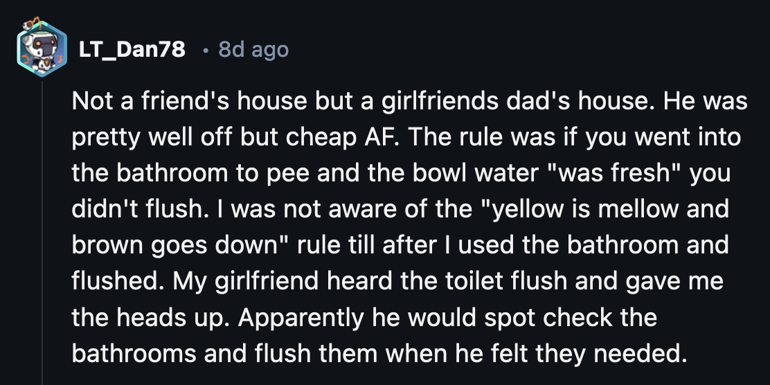 23. Was the girlfriend as frugal as her father?