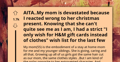 Teen Asks Mom to Give Her H&M Gift Cards as She Always Has Bad Taste in Buying Her Christmas Clothes; Mom Gets Heartbroken
