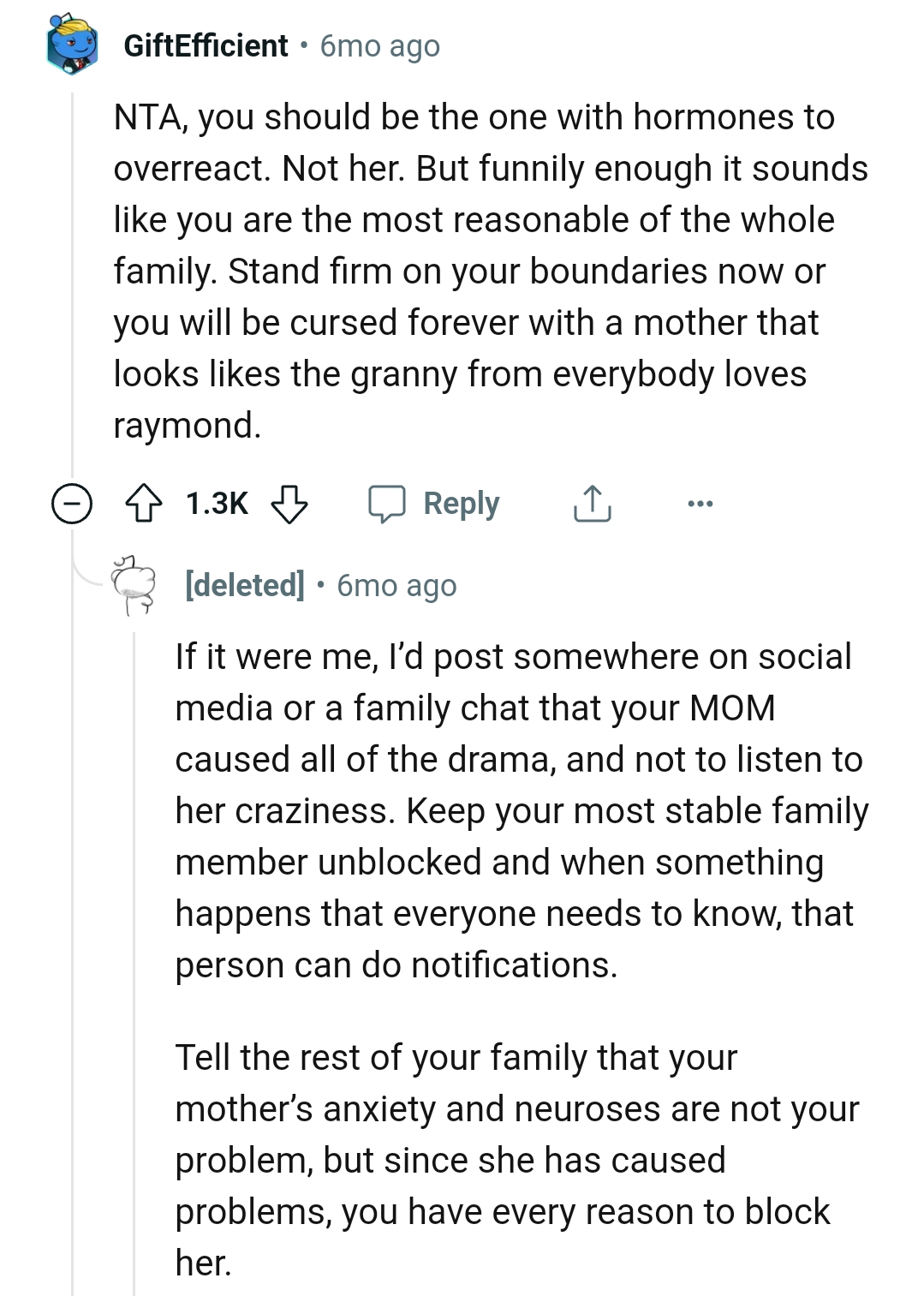 The OP should stand firm on her boundaries now