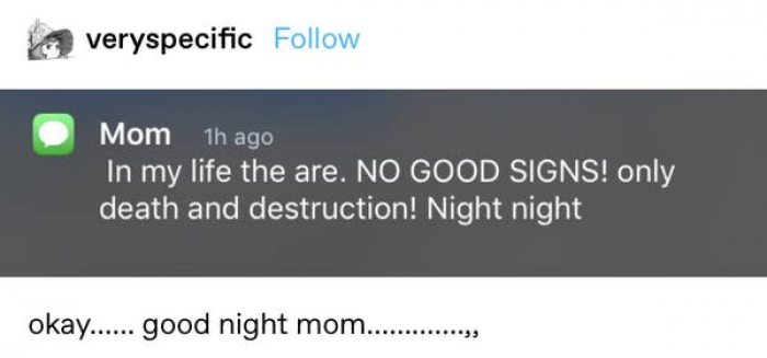 17. This is the weirdest goodnight text I've seen, but I wouldn't even know how to respond, honestly.