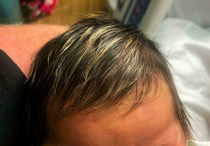 "My Child That Was Born Last Week Has Natural Blonde Highlights"