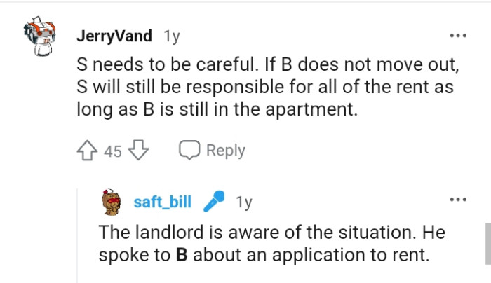 OP says the landlord is aware of the situation