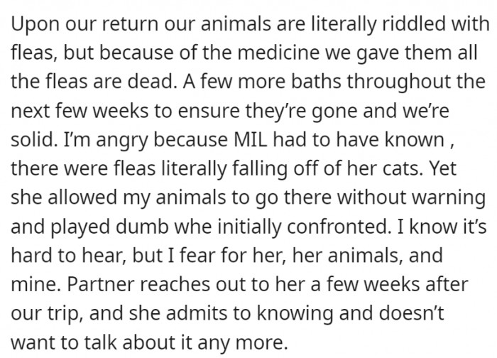 And it takes a while before MIL admits to knowing about the problem but doesn't want to talk about it