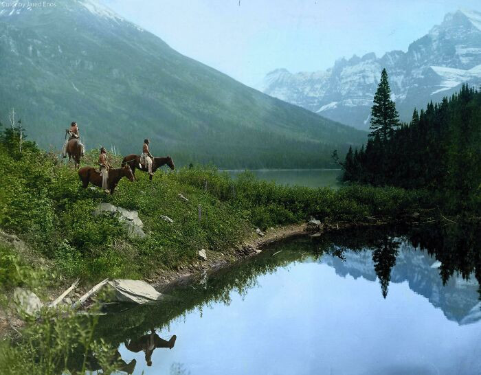 "Blackfoot Piegan Native Americans In Northern Montana, 1908"