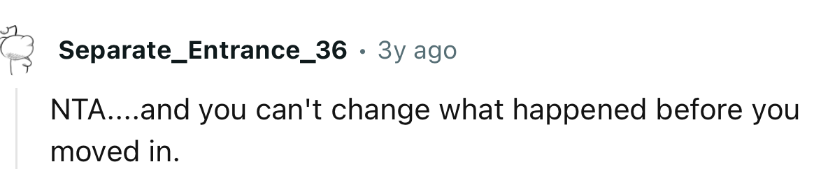 OP and her husband can’t change what happened in the past