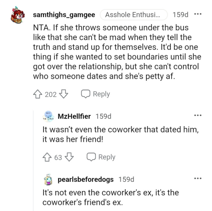 She can't control who someone dates