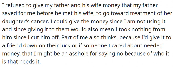 OP has offered the following explanation for why they think they might be the a-hole: