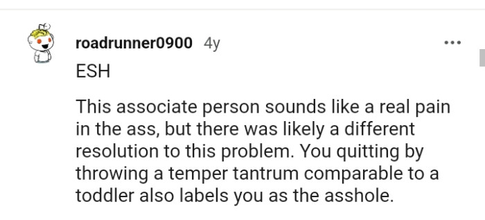 The OP Quit Her Job, and This Redditor Compares It to a Kid Throwing a Temper Tantrum
