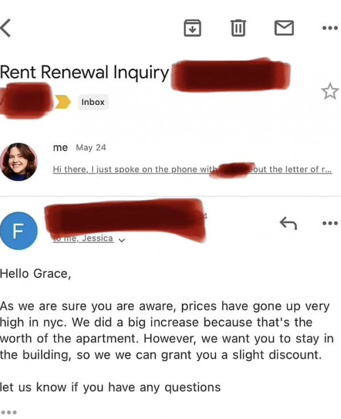Here is the rent renewal email