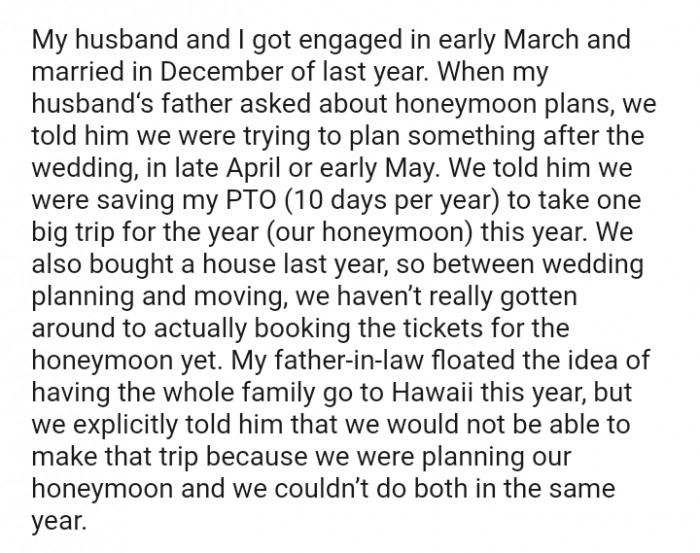 The OP hasn't really gotten around to actually booking the tickets for their honeymoon yet