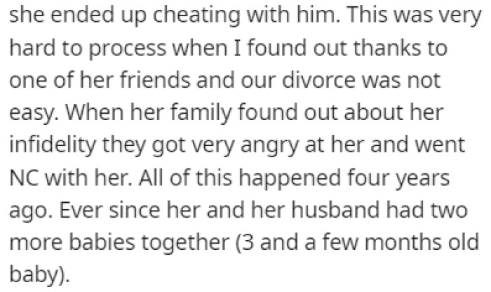 OP wasn't hesitant to get a divorce after finding out she cheated on him