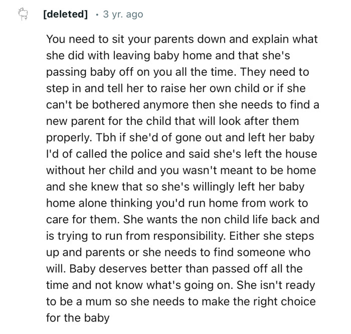 “She isn't ready to be a mom, so she needs to make the right choice for the baby.”