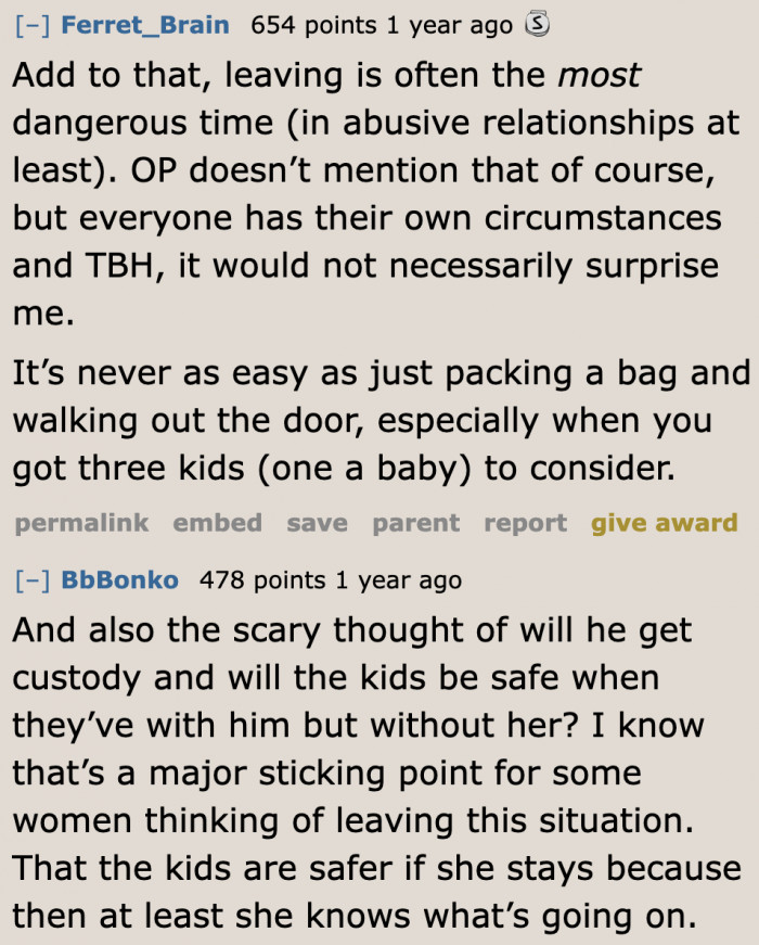 Some Redditors are voicing their thoughts on leaving husbands who box their wives into traditional roles.