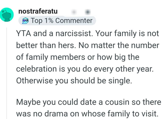 This Redditor believes the OP is a narcissist