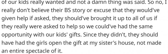 She believes there is favoritism.