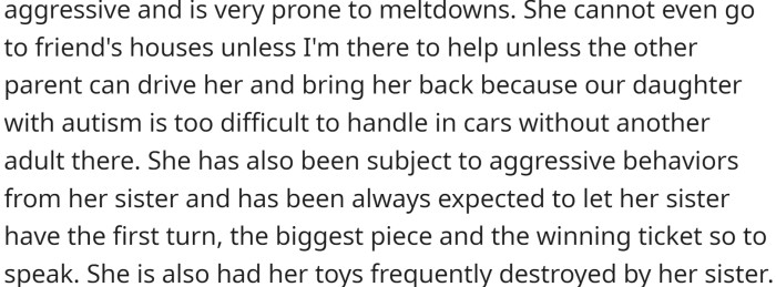 As a result, she has been unintentionally put on the back burner for the past five years, unable to participate in activities such as playdates and sleepovers without OP or his wife present.