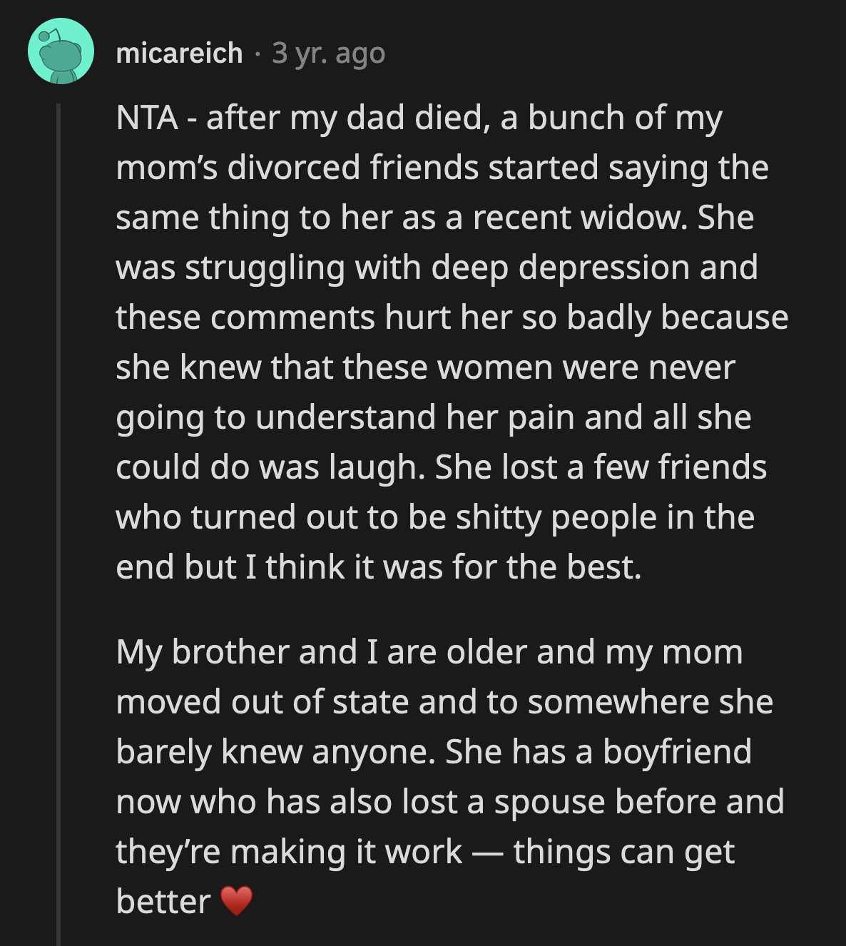 Some people console others by relating to their experiences. However, in situations like OP's, it comes across as insensitive.