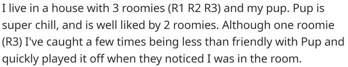 OP has three roommates and a pup