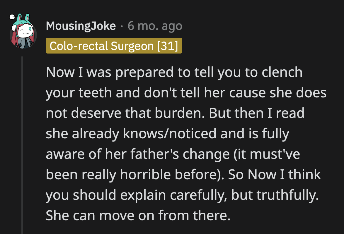 There is no way that Julie didn't know her father's favoritism. She just didn't know the real reason behind it.