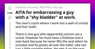 Man Embarrasses Uncouth Guy With A "Shy Bladder" At Work, Guy Threatens To Report Him To HR