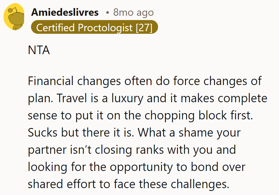 When wallets shrink, travel plans thin. Shame she's not in the budget battle with him!