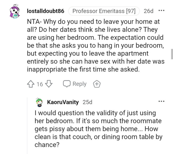 Why does the OP need to leave her home at all?