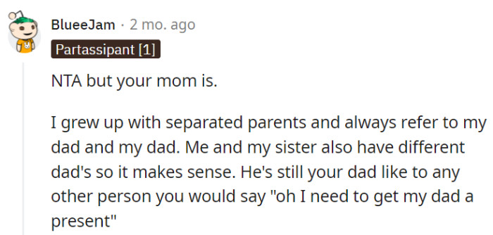 OP's mom's reaction is definitely puzzling.