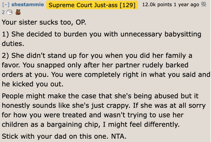 It's not just the BIL who is at fault. The OP's sister is in the wrong too.