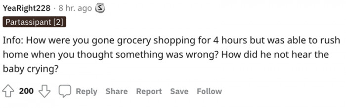 How did he not hear the baby crying?