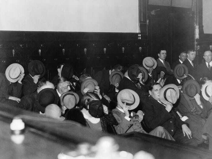 "Mobsters Hide Their Faces At Al Capone's Trial 1931"