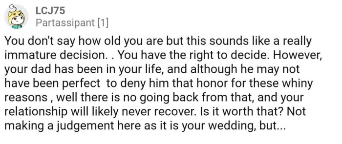 Some harsh words, but maybe something OP needs to hear