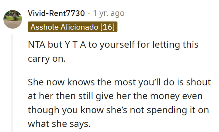 NTA, but a self-inflicted YTA for the shout-and-pay act. It's like scolding a cat and then tossing treats.
