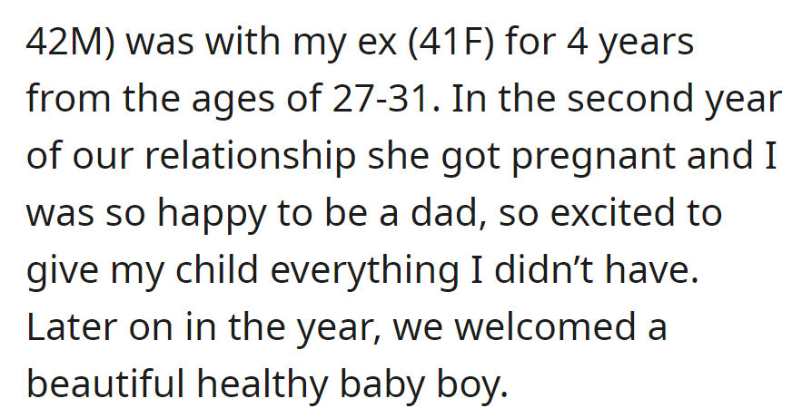 OP had a 4-year relationship, welcomed a son in the second year, committed to a better life for the child.