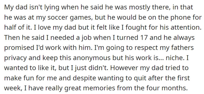 John said that he didn't like his father's business