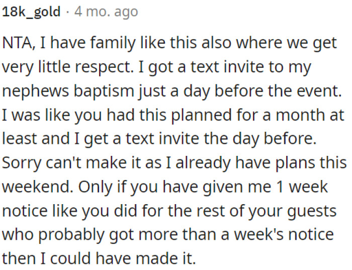 It's frustrating when family members don't show respect.