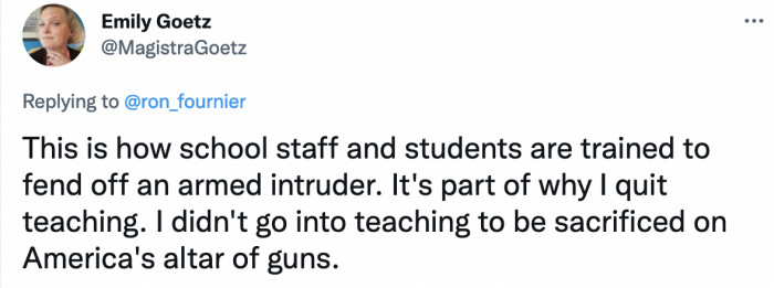 23. Oh yeah, they can die at any moment because politicians prefer thoughts and prayers instead of legislating an actual solution.