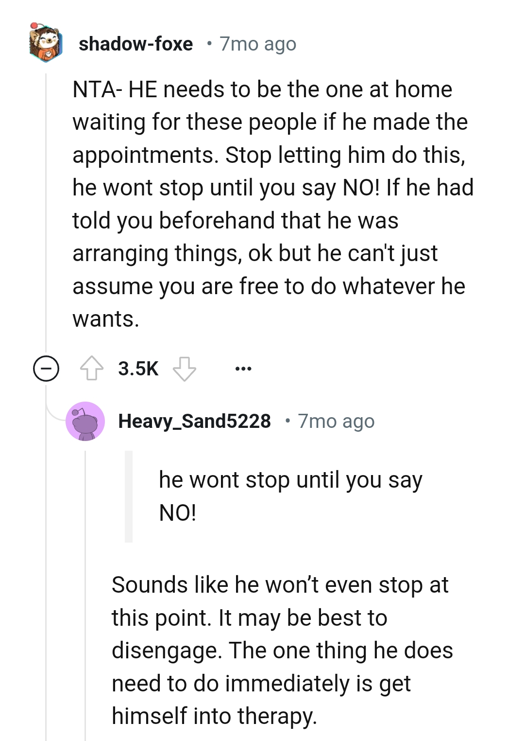 He needs to be the one at home