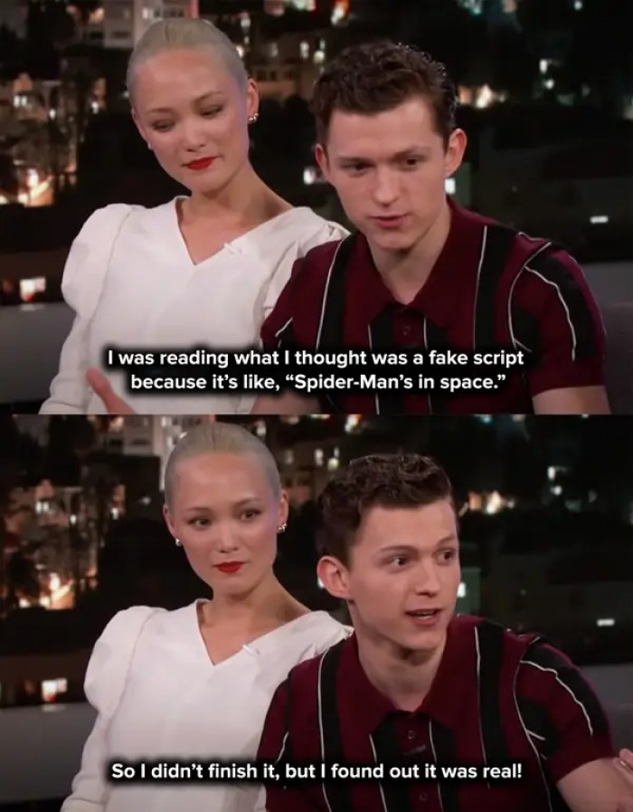 21. Tom accidentally revealed that Spider-Man was in space in Avengers: Infinity War. This was supposedly part of the fake script given to them to avoid spilling spoilers, but oh well...