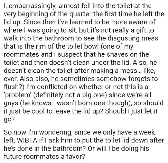 It’s not really a gift to walk into the bathroom and see the disgusting mess that is the rim of the toilet bowl