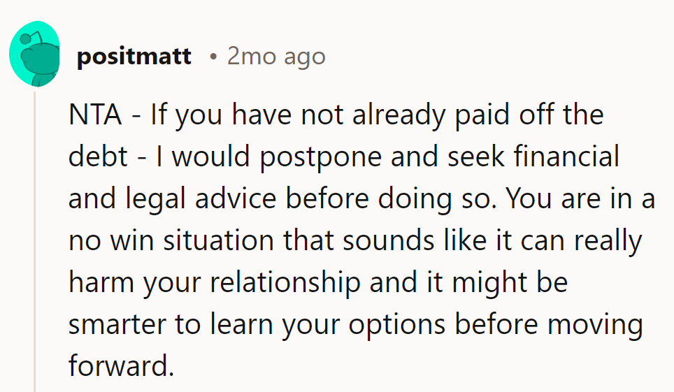 Hold off on that bailout. Seek advice first, dodge relationship pitfalls!