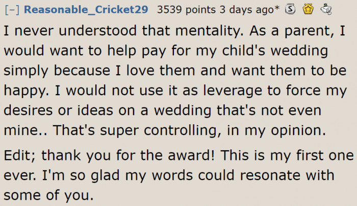 How we wish all parents were like this when it comes to their child's wedding.