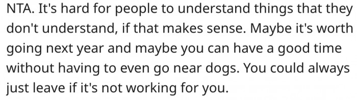 12. Next Time, He Should Attend and Only Leave If He Is Not Comfortable.
