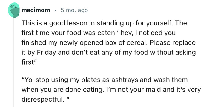 A good lesson in standing up for yourself