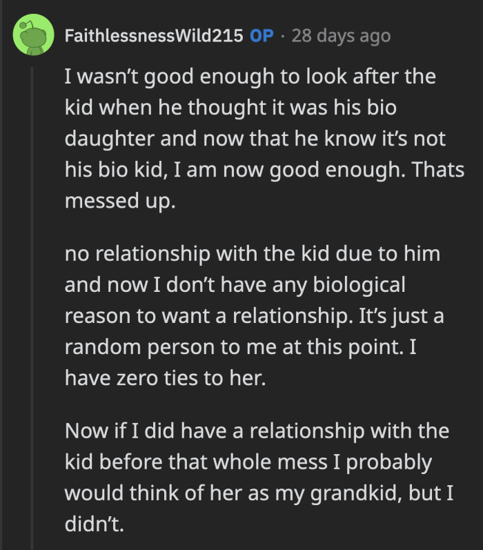 OP said that's not the case. Maybe if her son facilitated a relationship between her and his child, then OP would be more willing to babysit. Her son blocking OP from forming a bond with his child caused all of this.