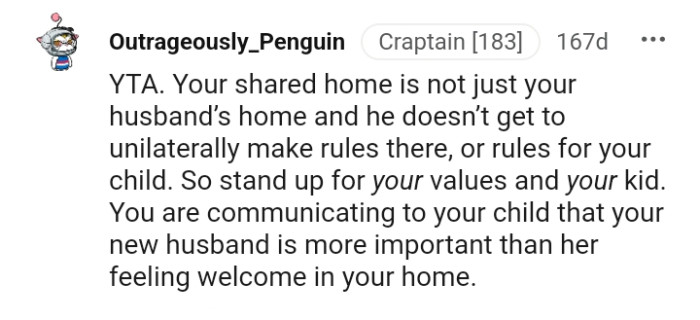 What the OP is communicating to her child