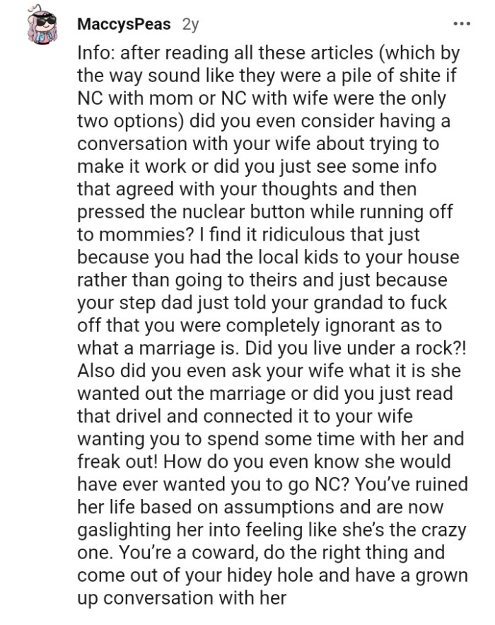 Did the OP even consider having a conversation with his wife?