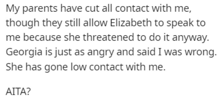 OP's adoptive parents have cut all contact with OP after this