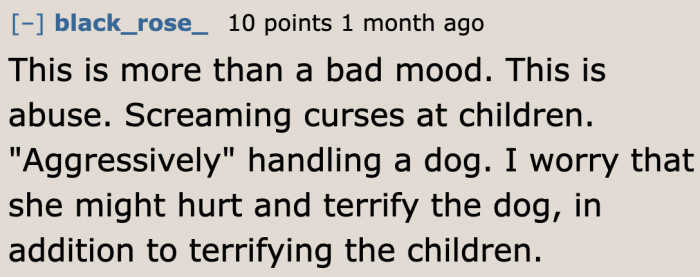 A user believes that the grandma's actions are considered abuse.