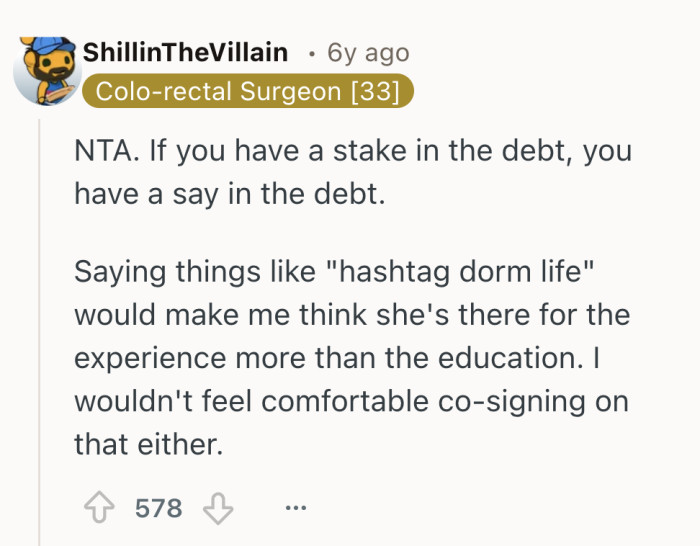 A tidy way of saying that cosigning is not just emotional support, it is financial exposure with a signature.